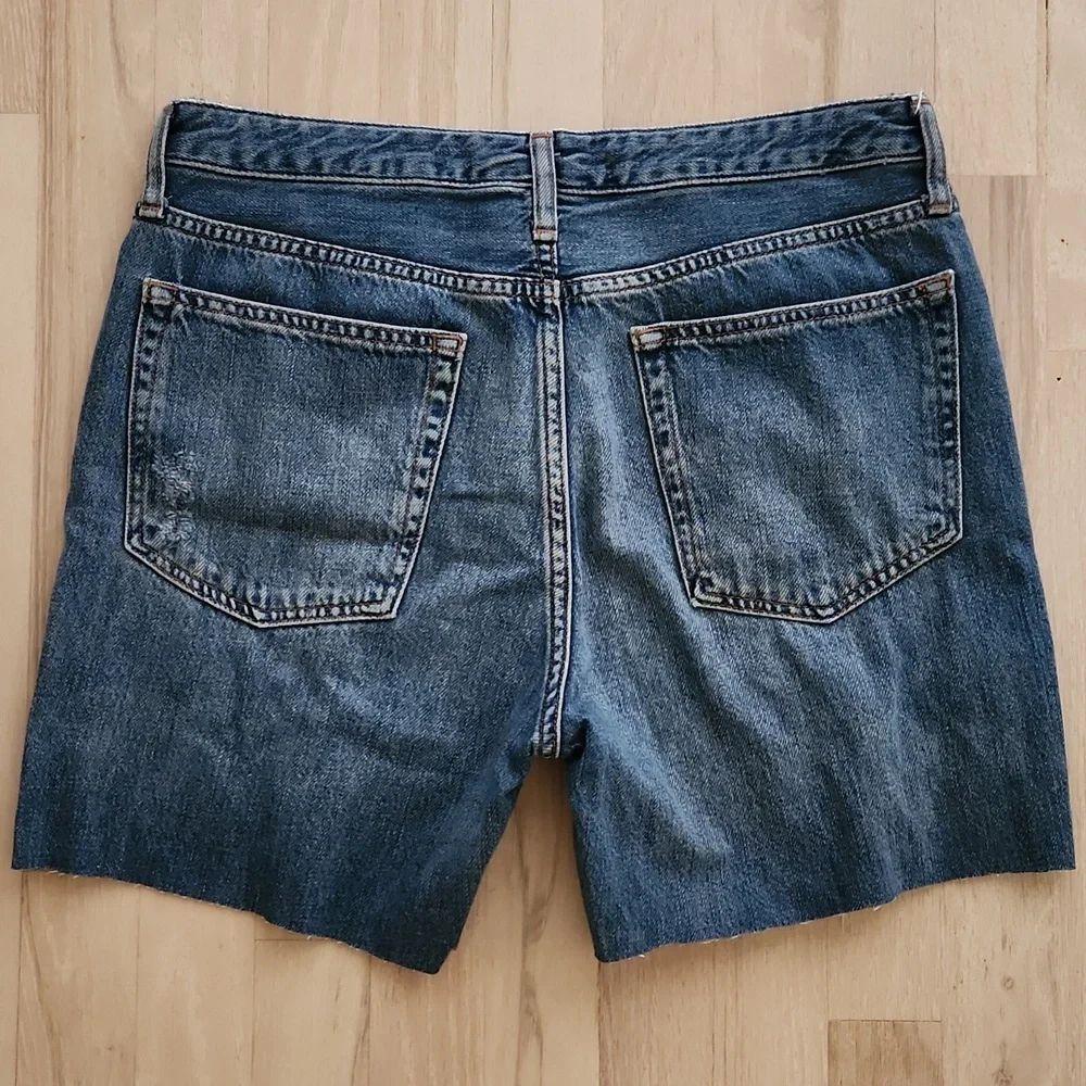 Topshop Moto Hayden High Rise Boyfriend Mom Jean Denim Blue Shorts Size W 28